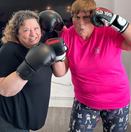 Boxing at the weight loss retreat on week 2